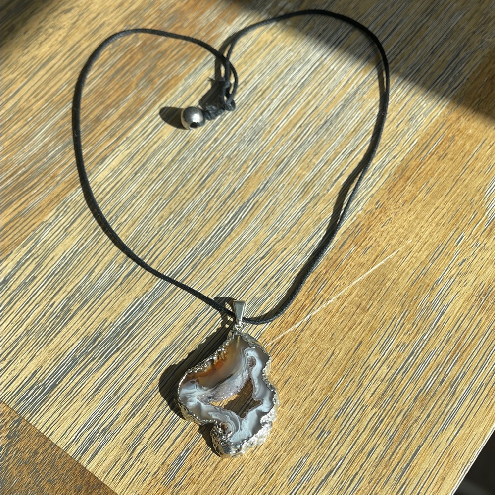 Quartz Agate Geode Pendant Necklace